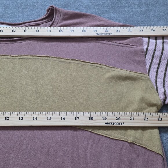 Three Bird Nest T Shirt Womens M LS Colorblock Long Striped Sleeves Stretch Boho - Picture 5 of 11